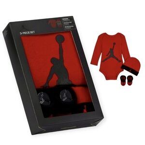 Baby Jordan 6-12 Month Long sleeve Bodysuit Hat & Bootie Onesie Shoe Gift Box
